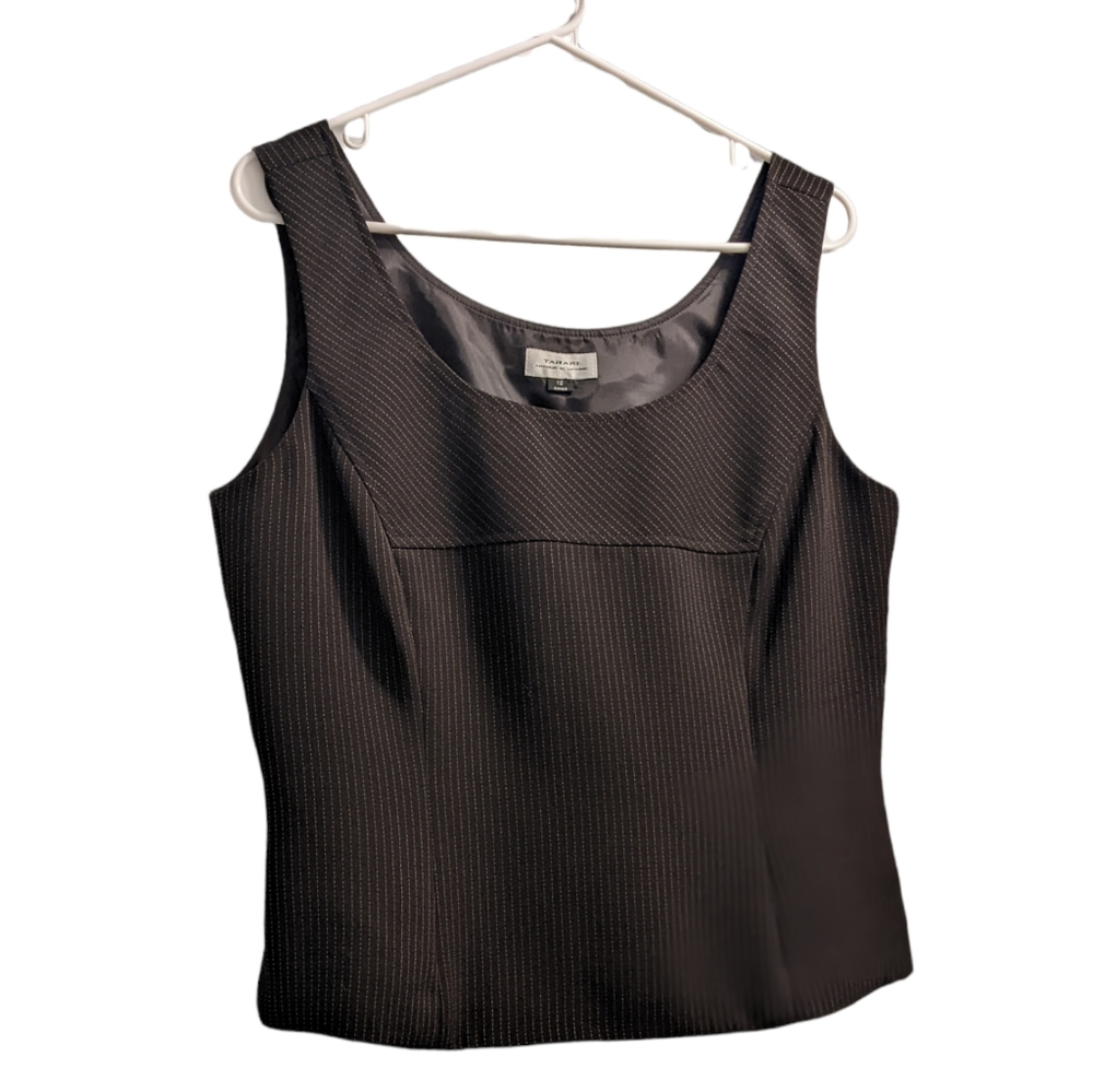 Tahari Arthur S Levine Brown Pin Striped Top 12